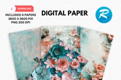 Blush Roses Flower Digital Paper, Flower Background Product Image 1
