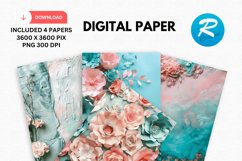 Blush Roses Flower Digital Paper, Flower Background Product Image 1