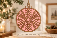 Blush Snowflake Wooden Ornament Mockup Product Image 1