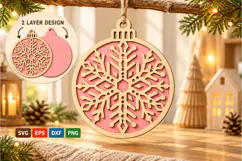 Blush Snowflake Wooden Ornament Mockup Product Image 2