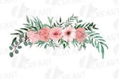 Blush pink floral watercolour wedding invitation bouquets. Product Image 9