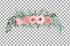 Blush pink floral watercolour wedding invitation bouquets. Product Image 14