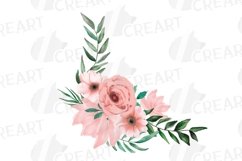 Blush pink floral watercolour wedding invitation bouquets. Product Image 10