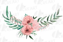 Blush pink floral watercolour wedding invitation bouquets. Product Image 12