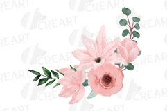 Blush pink floral watercolour wedding invitation bouquets. Product Image 11
