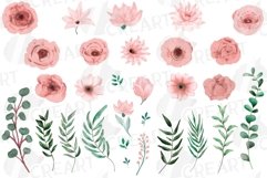 Blush watercolor floral wedding rose and greenery design. Product Image 3