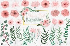 Blush watercolor floral wedding rose and greenery design. Product Image 1