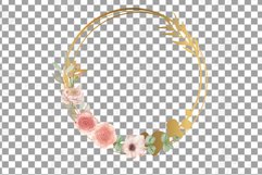 Watercolor blush flower bouquets, Geo gold frame png, vector Product Image 15