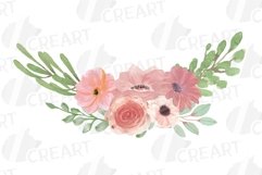 Watercolor blush flower bouquets, Geo gold frame png, vector Product Image 13