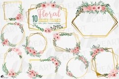 Blush rose and floral geo golden wedding frames graphic art. Product Image 1