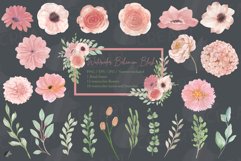 Watercolour blush floral wedding clipart, pink flowers leafs Product Image 3