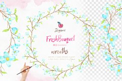 Watercolor Flowers, boho wreath clipart, hand painted 060 Product Image 6