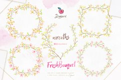 Watercolor Flowers, boho wreath clipart, hand painted 060 Product Image 9