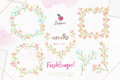 Watercolor Flowers, boho wreath clipart, hand painted 060 Product Image 10