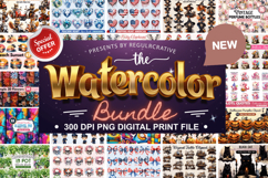 The Watercolor Mega PNG Clipart Bundle ,Clipart PNG Bundle Product Image 1