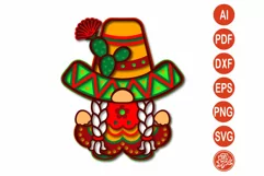 Layered mexican girl gnome mandala svg for cricut Product Image 1