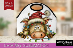 Boar Tangled In Christmas Lights Lunch Bag Funny Xmas Lunch Product Image 1