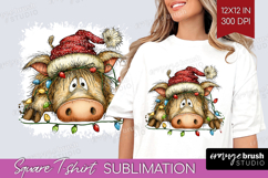 Boar Tangled In Christmas Lights Square Tshirt Background Product Image 1