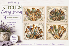 Provence Kitchen Cutting Board Sublimation | Vintage Botanic Product Image 1