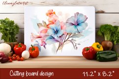 Flowers Cutting Board Design. Glass floral sublimation Product Image 1