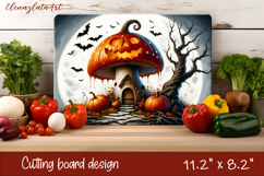 Autumn mushroom house Cutting Board, sanflowers sublimation Product Image 1