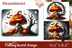 Halloween mushroom house Cutting Board, Autumn sublimation Product Image 1