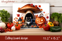 Halloween mushroom house Cutting Board, Autumn sublimation Product Image 1