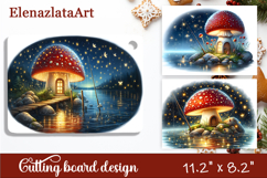 Autumn mushroom house Cutting Board, sublimation Product Image 1
