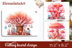 Autumn mushroom house Cutting Board, sublimation Product Image 1