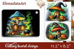 Halloween mushroom house Cutting Board, Autumn sublimation Product Image 1