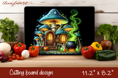 Halloween mushroom house Cutting Board, Autumn sublimation Product Image 1