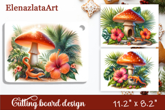 Summer mushroom house Cutting Board, sublimation Product Image 1