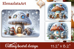 Winter mushroom house Cutting Board, christmas sublimation Product Image 1