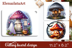 Halloween mushroom house Cutting Board, Autumn sublimation Product Image 1