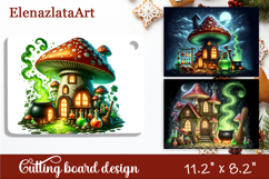 Halloween mushroom house Cutting Board, Autumn sublimation Product Image 1