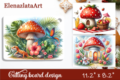 Summer mushroom house Cutting Board, sublimation Product Image 1