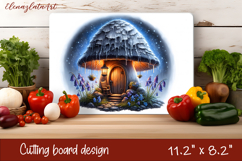 Halloween mushroom house Cutting Board, Autumn sublimation Product Image 1