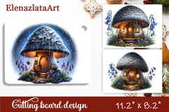 Halloween mushroom house Cutting Board, Autumn sublimation Product Image 1