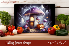Autumn mushroom house Cutting Board, sanflowers sublimation Product Image 1