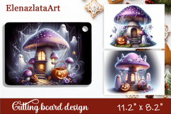 Halloween mushroom house Cutting Board, Autumn sublimation Product Image 1