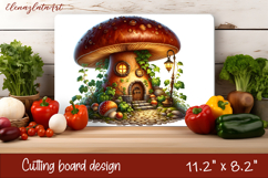 Summer mushroom house Cutting Board, sublimation Product Image 1