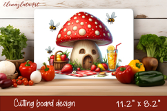Summer mushroom house Cutting Board, sublimation Product Image 1