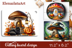 Autumn mushroom house Cutting Board, sanflowers sublimation Product Image 1