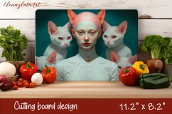 Cute cats Cutting Board Sublimation Design | Kitchen Product Image 1
