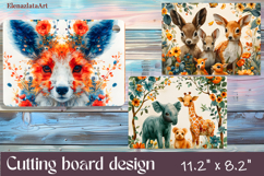 Cute animal cutting board sublimation, Flowers sublimation Product Image 1