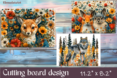 Cute animal cutting board sublimation, Flowers sublimation Product Image 1