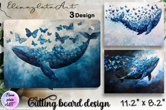 Sea whale cutting board design,Beach sublimation png Product Image 1