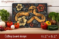 Snake in flowers, eastern horoscope Cutting Board. Product Image 1