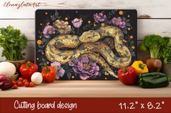 Snake in flowers, eastern horoscope Cutting Board. Product Image 1