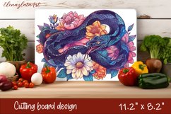 Snake in flowers, eastern horoscope Cutting Board. Product Image 1